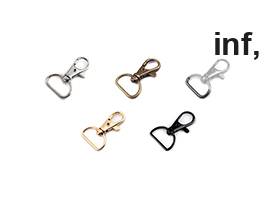 Karabińczyk metalowy z krętlikiem, otwór do przewlekania 18 mm